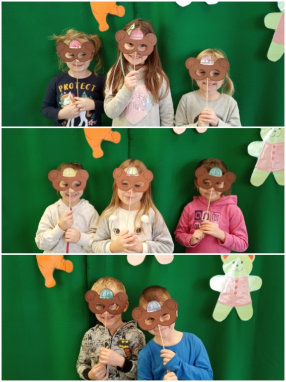 fotobudka-dzieci z maskami misia na twarzy