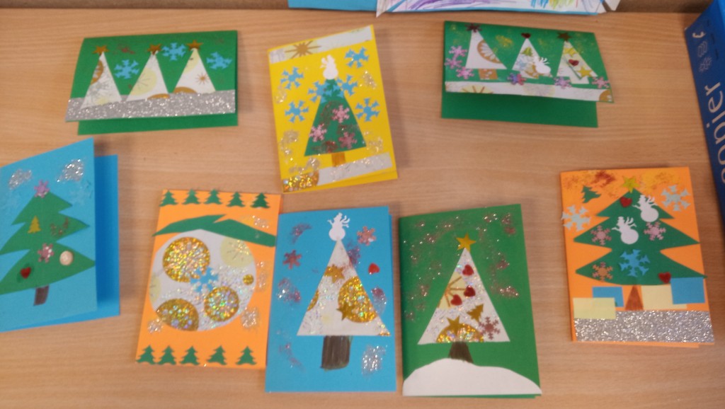 kartki świąteczne wykonane przez dzieci