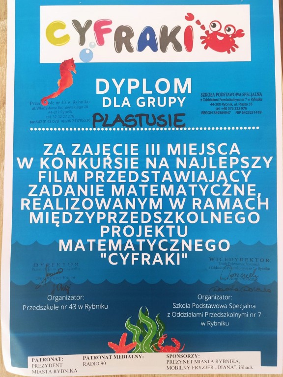 Dyplom dla grupy Plastusie