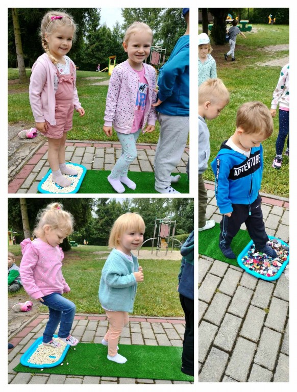 dzieci na sciezce sensorycznej