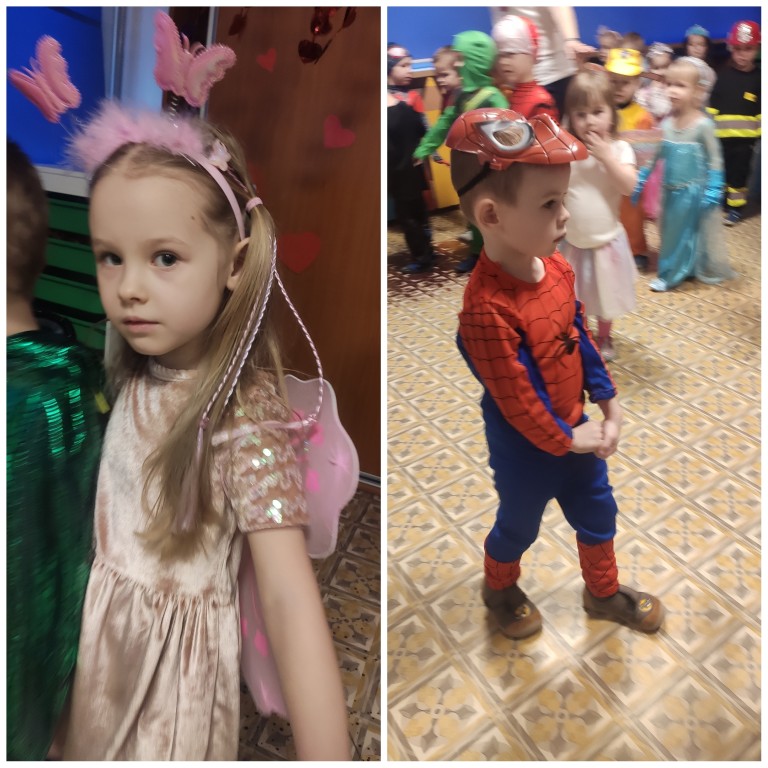 DZieci bawią się na balu karnawałowym