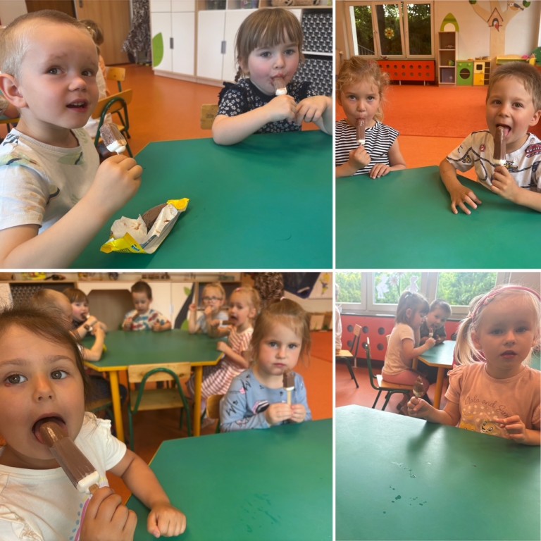 dzieci jedzace lody