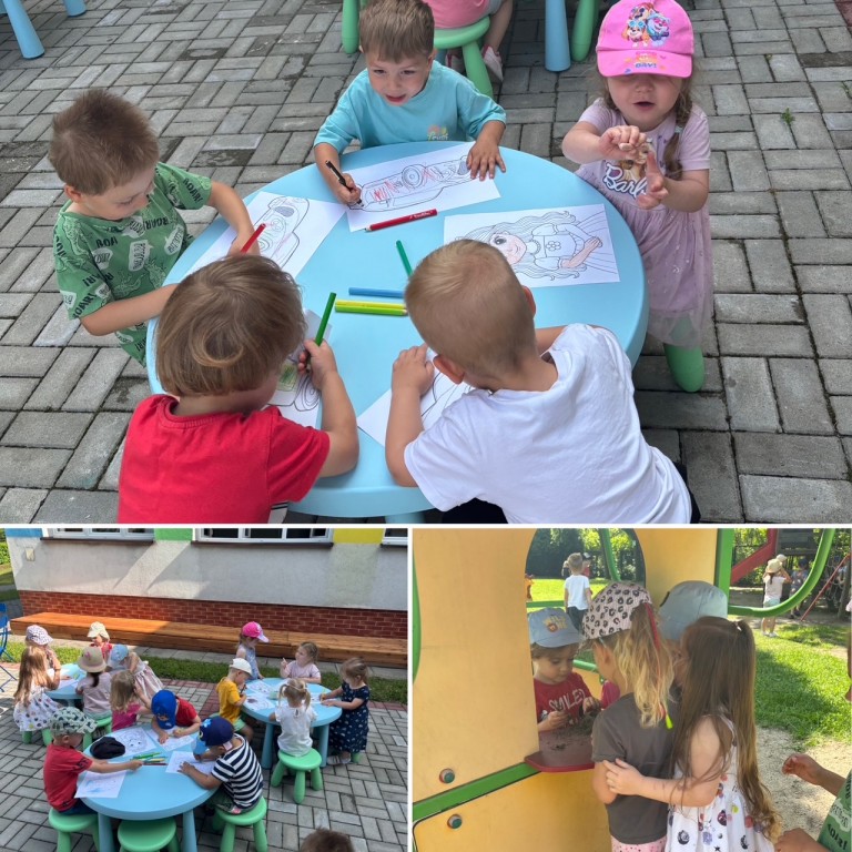 dzieci podczas zajęć w ogrodowej klasie