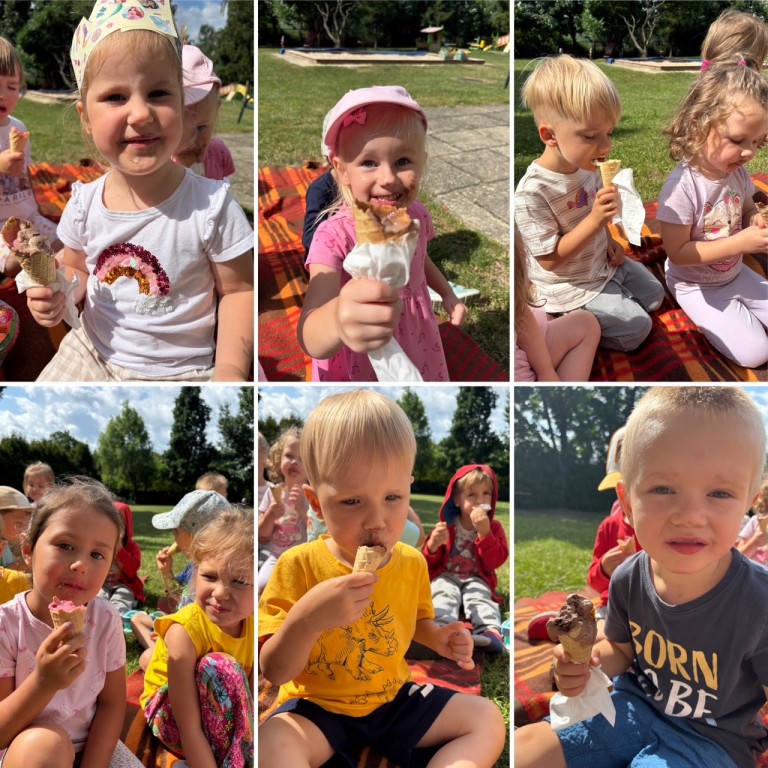 dzieci jedzace lody