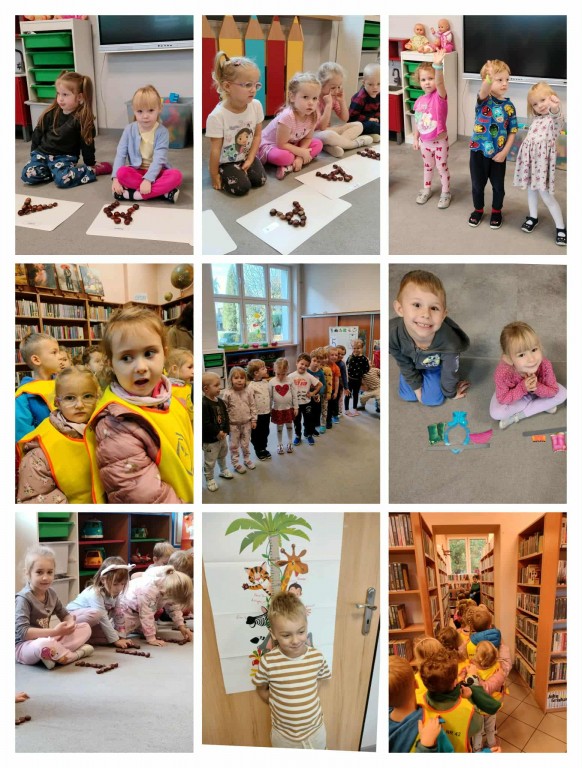 przedszkolaki w bibliotece i na zajęciach w przedszkolu