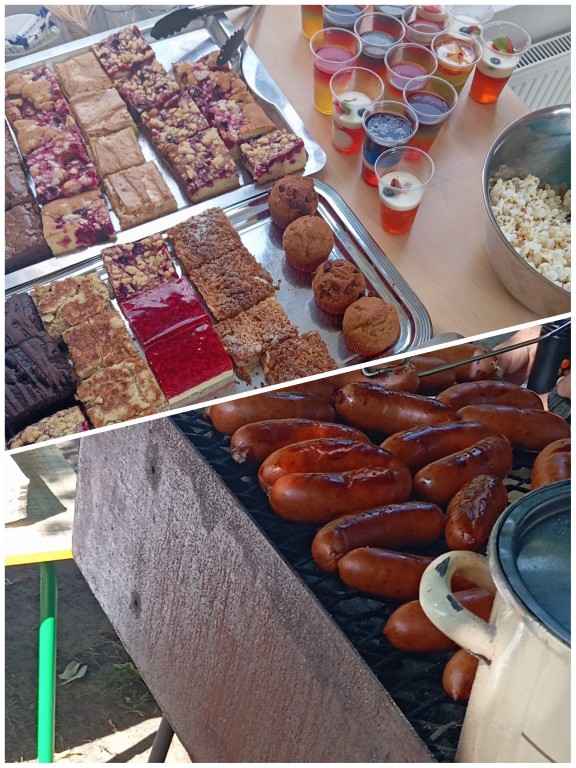 kiełbasa z grilla i ciasto